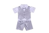  Soffi Kids Sommer Taufanzug Grau Festanzug Hochzeitsanzug Set 5 TLG (74/80-26)