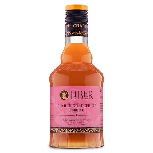 Liber & Co. Rio Red Grapefruit Cordial (12.7 oz) - Craft Cocktail Mixer with 60% Texas Grapefruit Juice & Cold-Pressed Essential Oils - Perfect for Palomas, Hemingway Daiquiris & Tequila Cocktails