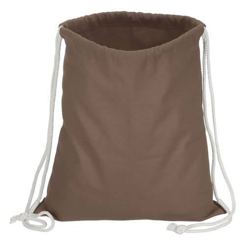 PATIKIL Cotton Drawstring Bags, Cotton Drawstring Backpack Foldable Sports Gym Bags for Women Men Gym Sports Trip, Brown