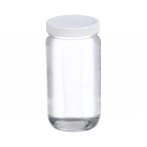 Wheaton W216999 AC Round Bottle, Clear Glass, Capacity 16oz With 70-400 White Polypropylene Poly-Vinyl Lined Screw Cap, Diameter 76mm x 145mm (Case Of 24)