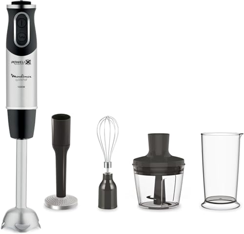 Moulinex DD65H810 Quickchef - Batidora de mano 1000 W con 4 accesorios, 1000 W, 10 velocidades, accesorio pasapuré,...