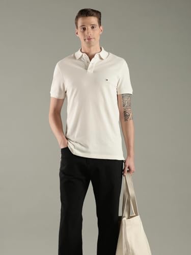 Image of Tommy Hilfiger Solid Regular fit Cotton Polo t-Shirt