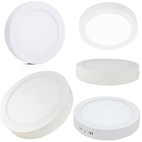 Plafón led redondo con estructura de aluminio, 18W, luz blanca fría, 6000K, 1350 lúmenes, larga duración, led de última generación, ultra luminoso y eficiente con led driver. Tornillos para el montaje incluidos, no encastrable.