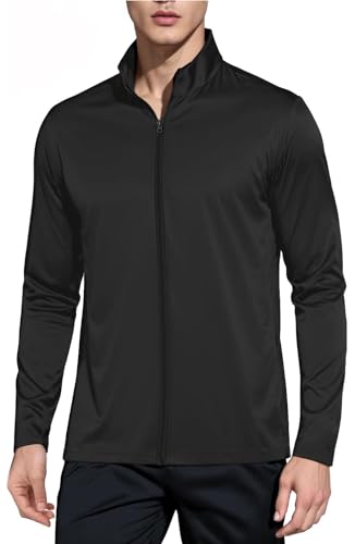 [Rmally] ラッシュガード メンズ 長袖 水着 [伸縮性・速乾・接触冷感・UVカット] フルジップ スタンドカラー ラッシュパーカー UPF50+ 紫外線対策 水陸両用 ラッシュガード メンズ 大きいサイズ 10色 S～2XL (ブラック＆M)