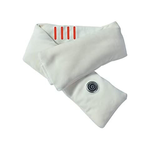 HOT1950s Heating Scarf Women Men Winter Scarf, Rechargeable Heated Scarf, Heated Neck Wrap Scarf,Electric Heated Scarf with Neck Heating Pad, Battery Powered Heated Neck Wrap (White) Cover