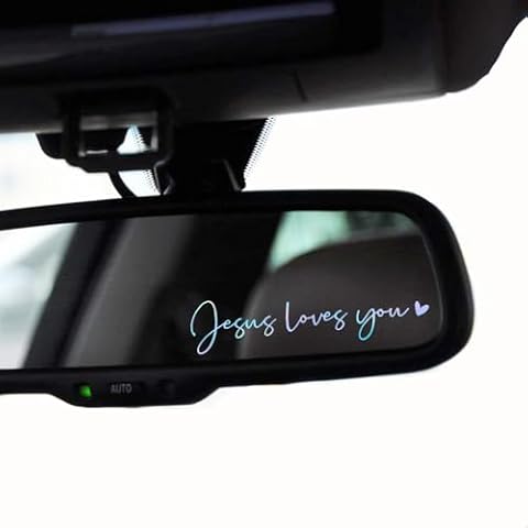 2 x Jesus Love You Rearview Mirror Decal Water Bottle Stickers Affirmation Reminder Sticker Laptop Bumper Sticker Tumbler Vinyl Sticker Car Mirror Decal New Car De (Jesus Loves You, Holographic Opal) Cover