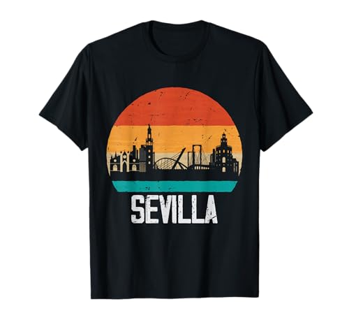 Sevilla España Retro Vintage Sunset Skyline Sevilla Camiseta