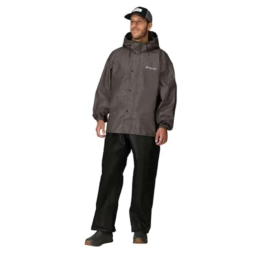 FROGG TOGGS Men's Standard Classic All-Sport Waterproof Breathable Rain Suit, Stone Jacket/Black Pants, Large