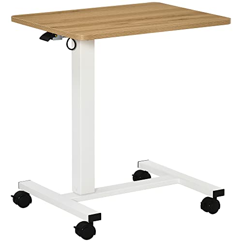 HOMCOM Höhenverstellbar Steh-Sitz C-förmig Schreibtisch Platzsparend Laptoptisch Stehpult Beistelltisch mit Rollen für Arbeitszimmer Wohnzimmer Natur+Weiß Belastbar bis 70 kg 65 x 48 x 70-110 cm HOMCOM Höhenverstellbar Steh-Sitz C-förmig Schreibtisch Platzsparend Laptoptisch Stehpult Beistelltisch mit Rollen für Arbeitszimmer Wohnzimmer Natur+Weiß Belastbar bis 70 kg 65 x 48 x 70-110 cm