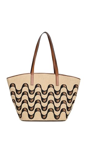 FARM Rio Women's Raffia Basket Large Tote Bag, Natural Raffia and Black, One Size