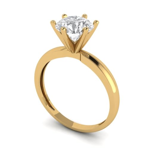 1.5 ctw Round Cut Solid Gold Engagement Ring for Women - 14K Yellow Gold - Moissanite Wedding Promise Ring for Her2