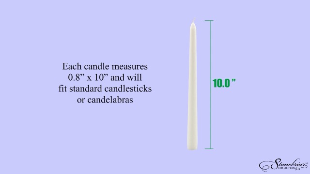 Image of Stonebriar Unscented Taper Candles - 7 Hour Burn Time, Candle Stick Candles for Weddings, Holidays, Home Decor & Special Events, Pack of 30, White, 10 inch