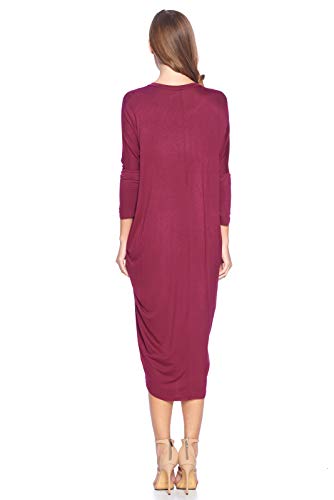 Solid Long Sleeve Cover-Up Maxi Dress (S-2X) - Made in USA3