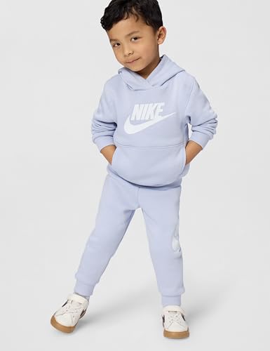 Image of Nike Kids' Sportswear Club Fleece Pullover Hoodie and Joggers 2-Piece Outfit Set (Large Swoosh Logo)