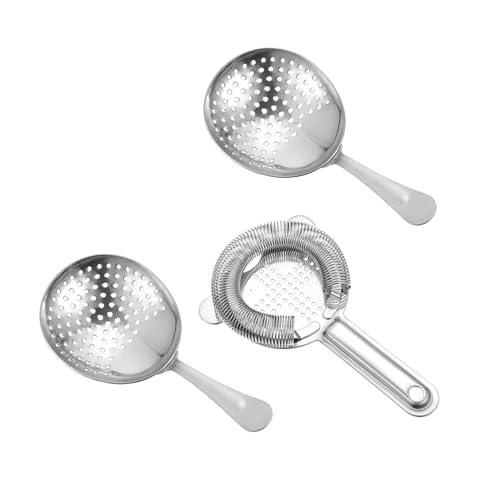 BRIGHTFUFU Professional Stainless Steel Cocktail Equipment Tools Set 3pcs Shaker Strainer Bar Set Random Style