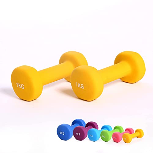 Hansson.Sports Paire d'haltères aérobic en néoprène - 2 x 1 kg - Jaune Cover