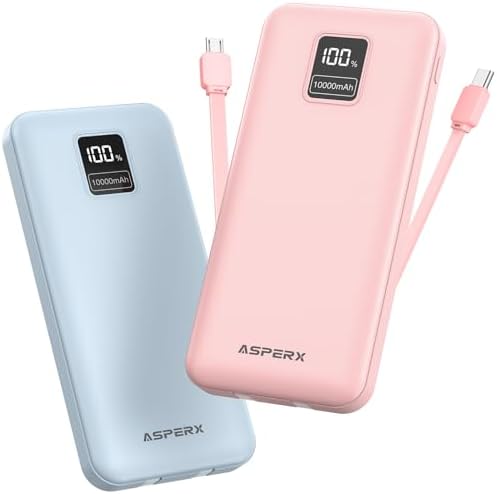 AsperX 2-Pack 10000mAh Power Bank Fast Charging, Portable Charger with ...