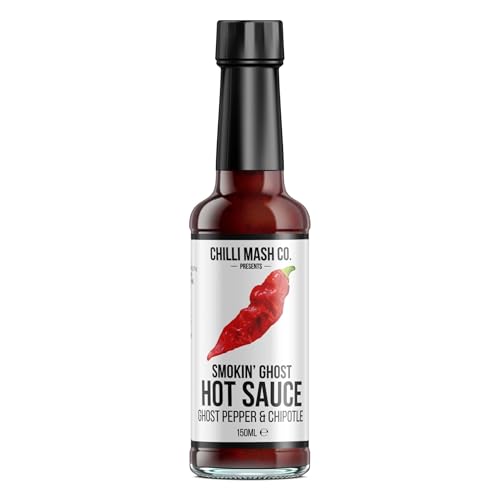 Smokey Ghost Chilli Hot Sauce 150ml - Chilli Mash Co - Vegan BBQ Hot Sauce Made with Tomatoes, Onions and Ghost Peppers