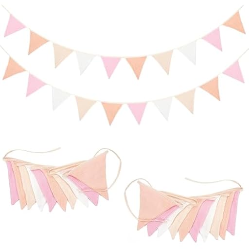 2 Piezas Banderines de Tela Infantiles,Guirnalda de Tela Rosa de 2,8 m,Guirnalda de Banderine Infantiles,Guirnalda de Banderines para Habitación Infantil,Banderines Decorativos,Banderines Triangulares | Ya disponible en tu tienda friki favorita! En mundofriki.es!