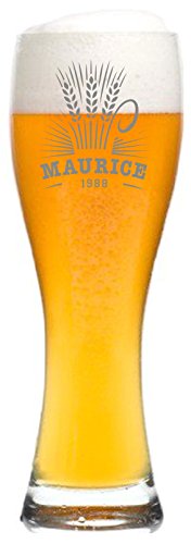 laser-diele Weizenglas mit Gravur als Geburtstagsgeschenk - Personalisiertes Bierglas - Geschenkidee für Mann - Bier Geschenk - Vatertagsgeschenk - Weizenähre Cover