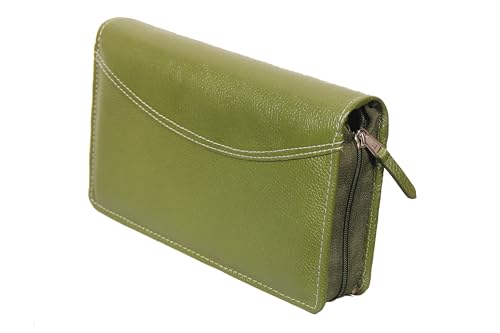 Image of Sukeshcraft Multiple Cheque Book Holder | Original Leather Holds Upto 8 Cheque Books, Locker Key Hook Matching Zipper (Leather)