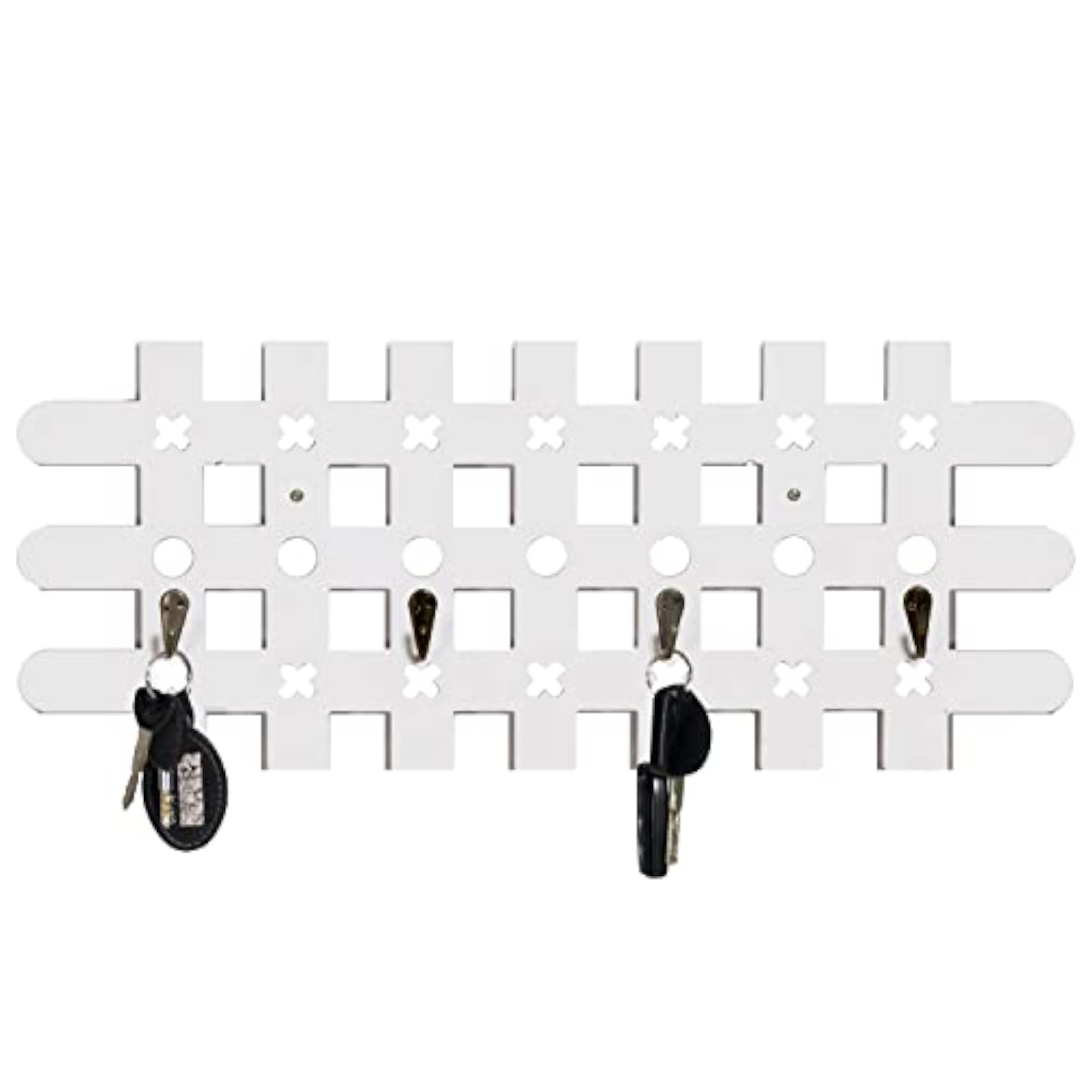 Beautiful & Subtle White Key Holder with 4 Hooks