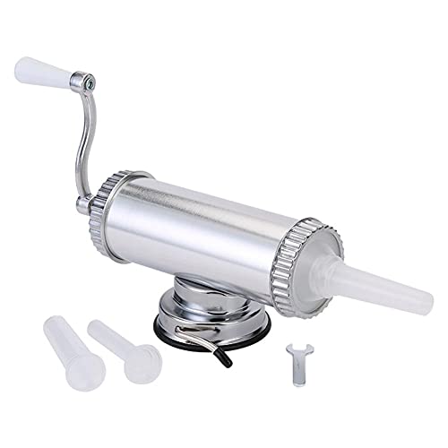SMEJS 2 Pfund Wurstfüllmaschine Selbst gemachter Wursthersteller Fleischleischer mit Saugbasis und 4 Wurstfülltrichter