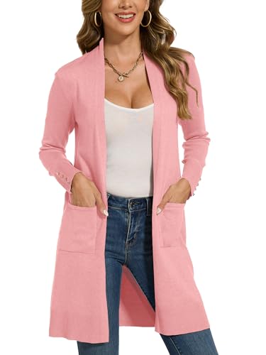 Spicy Sandia Women's Long Dressy Cardigan Sweaters with Pockets Lightweight Duster Coat3