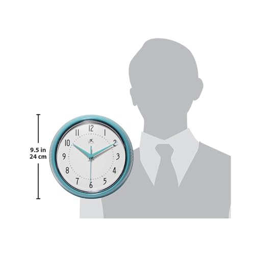 Infinity Instruments 10940 Ltd. Retro 9 Inch Silent Sweep Non-Ticking Mid Century Modern Kitchen Diner Wall Clock Quartz Movement Retro Wall Clock Decorative (Turquoise)… thumb #4