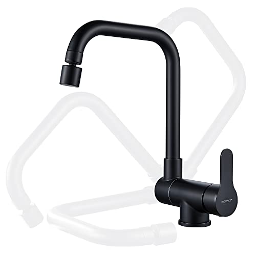 Robinet de cuisine pour fenêtre avant rotatif à 360 °, 2 modes de pulvérisation, robinet d'évier pliable à levier unique (noir mat)