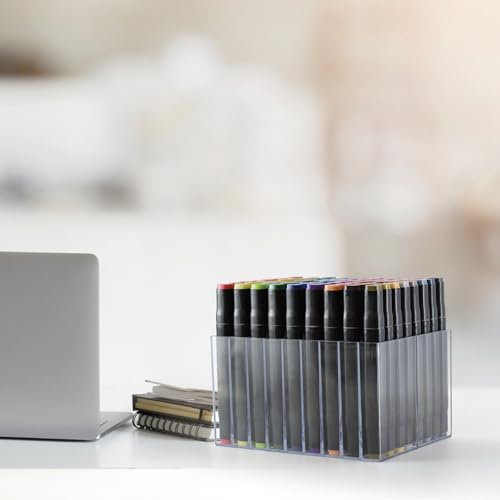 Image of Acrylic Marker Holder Organizer, 18 Slots, Holds 72 Markers, Marker Storage Rack for Desk