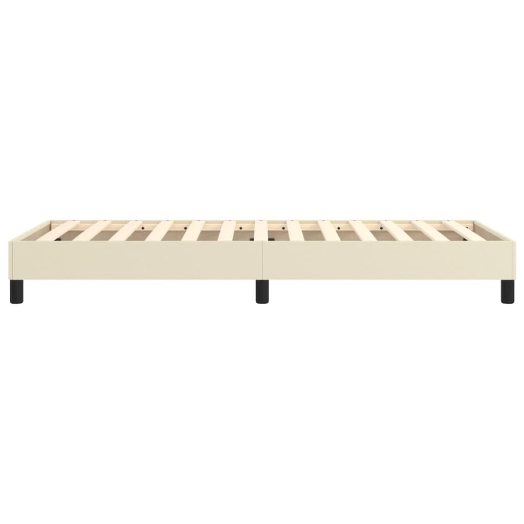 Boxspringbettgestell Creme 100x200 cm Kunstleder Rahmen mit Sperrholzlatten Robustes Einzelbett Modernes Polsterbett für Schlafzimmer Gästezimmer Erstwohnung