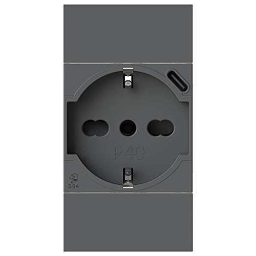 Prise P40 USB 3.0 A Anthracite, idéal pour un salon moderne épuré