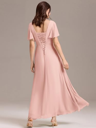 Image of Ever-Pretty Women's Summer V Neck Chiffon Pleated Empire Waist Bandage Bridesmaid Dress with Pockets 02360