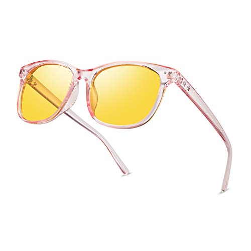 Night Vision Driving Glasses Polarized Anti-glare Clear Sun Glasses Men & Women Fashion (Pink, 56)