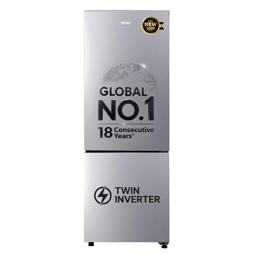 Haier 237 L 2 Star Frost Free Twin Inverter Double Door Bottom Mount Refrigerator with Cool Pad for Long-Lasting Freezer Cooling & Extra Spacious 2X V