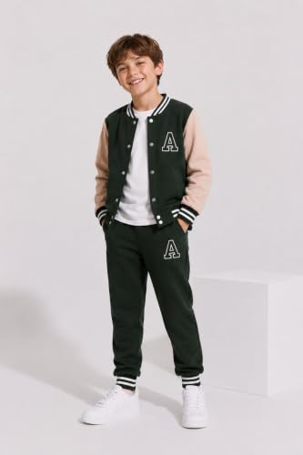 Image of Cakaner Boys Color Block Button Down Shirt and Jogger Pants Button Up Sweatsuits Sets (Size: 5-12T)