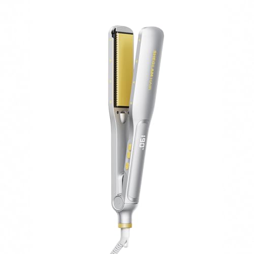 SHEGLAM Piastra per capelli 2 in 1 da 38 mm, con funzione arricciatura, tecnologia agli ioni negativi per capelli lisci e ricci, riscaldamento rapido in 10 minuti