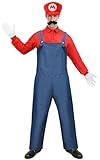 Velmawig Super Brothers Klempner Kostüm Herren Erwachsene Karnevalskostüm Cosplay Jumpsuit Shirt Karnevalskostüm mit Mütze Bart Handschuhe Held VL003L
