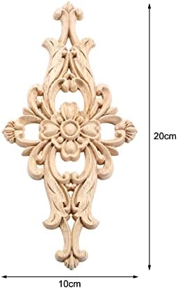 MUXSAM Wood-Carved Furniture Appliques Onlays, 1-Pack Unpainted Center Carving Decal for Door Wall Ceiling Cabinet Dresser Decoration (20x10cm/8 x4)