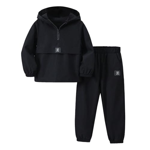 2 Pieces Kids Boys Tracksuit Quarter Zip Up Pullover Athletic Hoodie Jacket and Jogger Pants Sportswear Set for 4-7Y