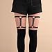 2 Rows Thigh Garters for Women, Black Leather Leg Harness Adjustable Garter Belt Elastic Thigh Ring Garter Punk Gothic Strap Body Chain Accessories Jewelry Harness for Leg Women Fashion
