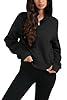 Oyamiki Casual Black Hoodie for Women Full Zip Fleece Jacket with Pockets Fall Long Sleeve Hoodies Y2k Cropped Sweatshirt XL #4