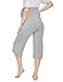 BRATUC Maternity Capri Pants for Women Bamboo Viscose Pregnancy Pants Over Belly Loose Comfy Stretchy Lounge Pajama Bottoms Grey Small