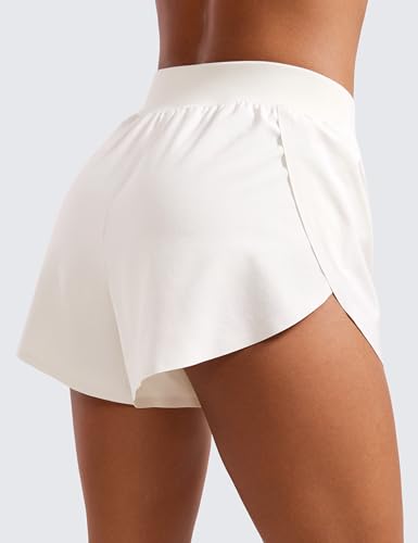 Image of CRZ YOGA Mid Waisted Split Running Shorts 4 inch | Mesh Liner, Quick Dry, Lightweight, for Women