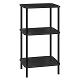 smusei 3 Tier Small End Table Tall Telephone Table with Storage Shelves Black Sidetable for Small Spaces Tall...