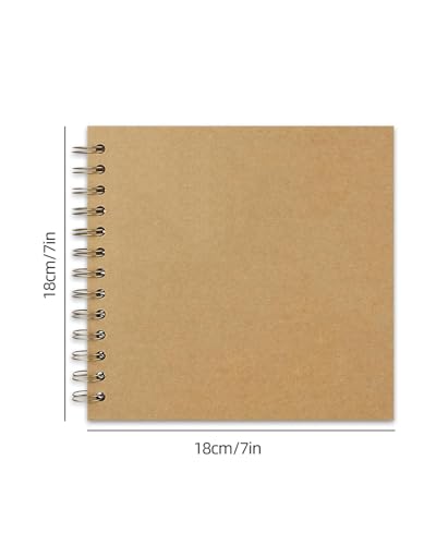 Álbum de fotos DIY vintage, cuaderno de viaje retro de 7 pulgadas cuadradas con hojas sueltas, 20 hojas / 40 páginas en papel kraft para recuerdos de parejas, familia, graduación y regalos miniatura 6