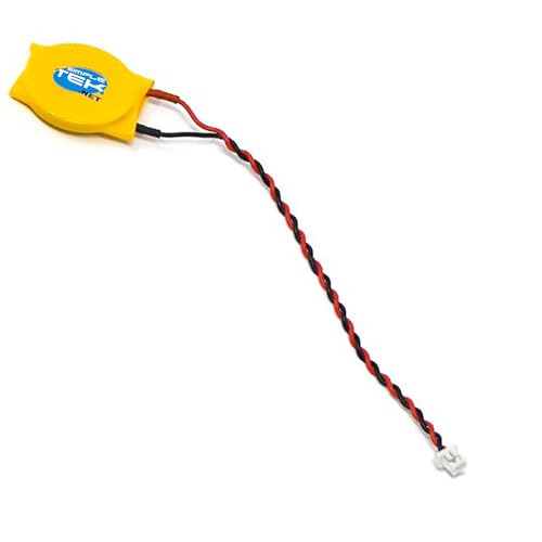 SIMPLETEK - Batteria BIOS CR2032 con Cavo 2 Pin per CMOS, 3V, Compatibile con Notebook, Laptop, Netbook e Computer Portatili, Gialla (X1)
