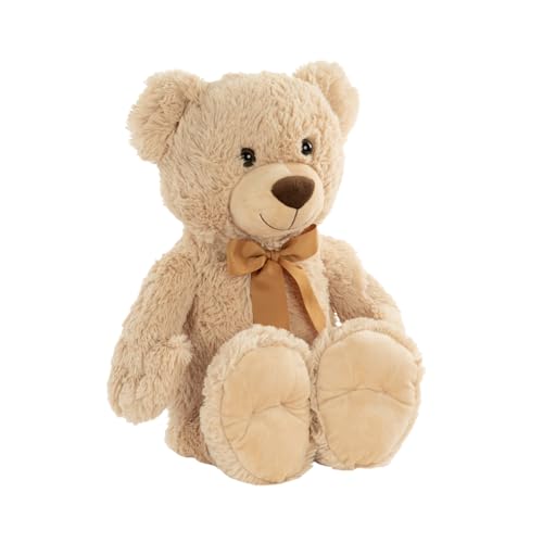 Idena 40255 - Teddybär mit kuscheligem Fell in Beige und Goldener Schleife,...