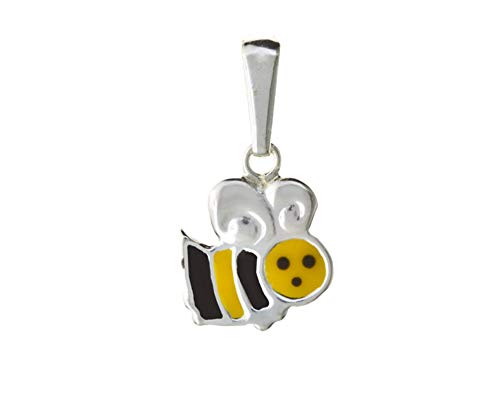 Sterling Silber Emaille groß gelb und schwarz Bumblebee Anhänger Charm/ohne Kette/Geschenk-Box Cover